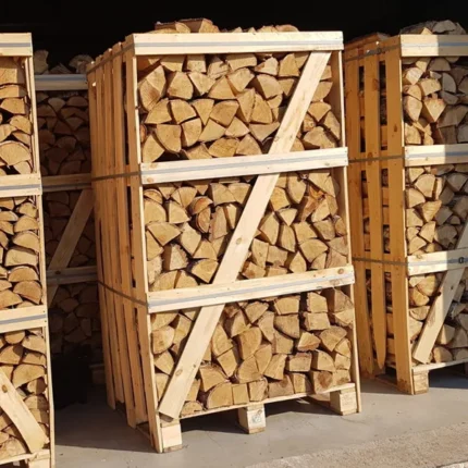 Kiln dried mix (Birch+Alder) firewood in 1,8 RM wooden crates